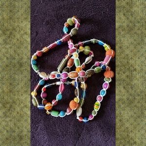 Extra long multi colored beaded necklace
